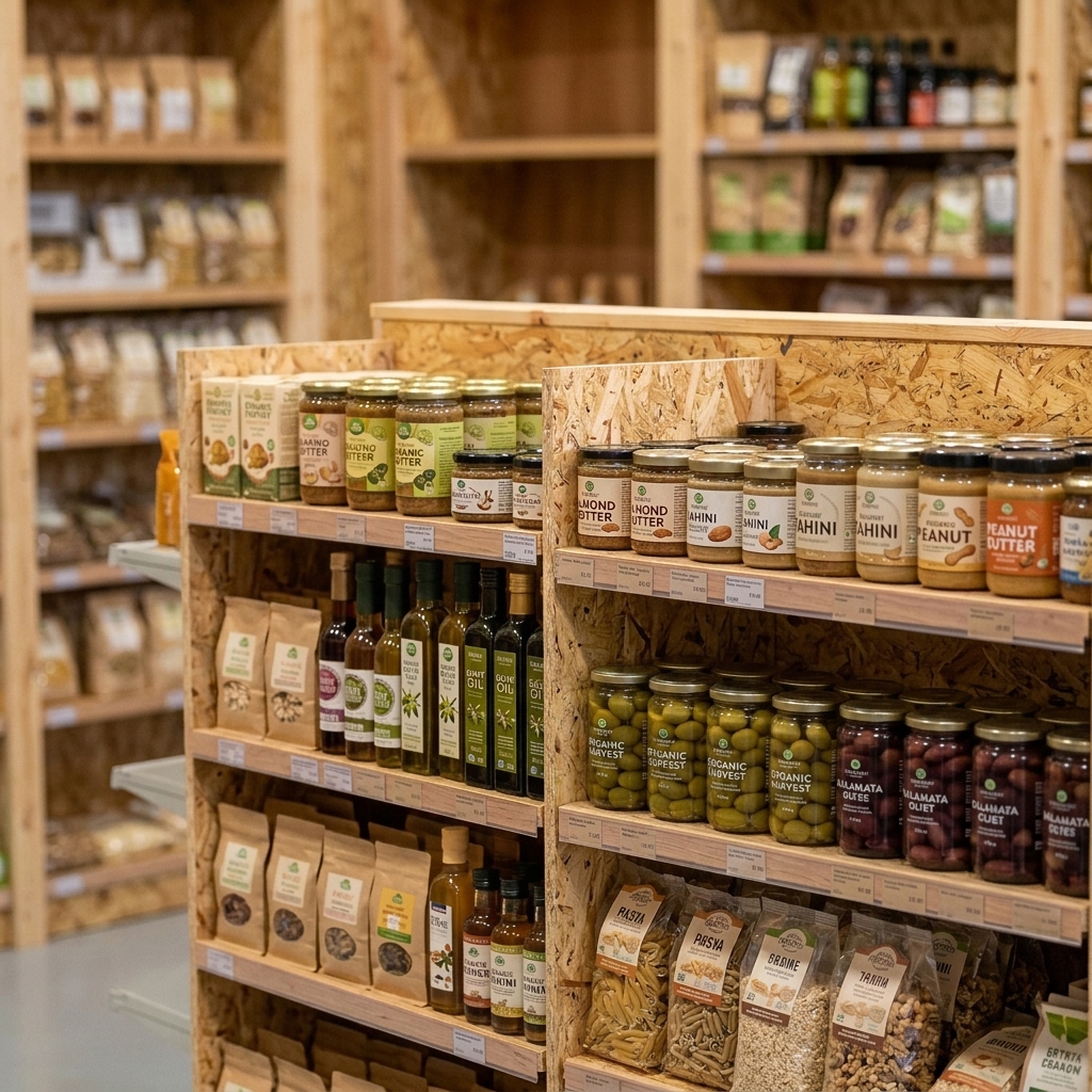 Store cupboard essentials, cooking oils, and spices.
